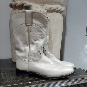 Justin Boots Pearl Tone Tan Leather Interior Western Cowgirl Country Thunder
